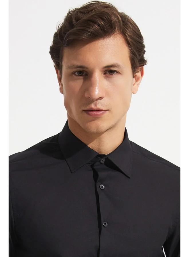 جون June Exclusive Men Slim Fit Long Sleeve Shirt Black