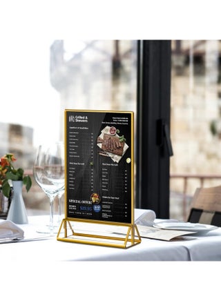 6PCS 5*7in Acrylic Sign Holder,L Shaped Desktop Display Holder, 17.78*12.7cm Poster Menu Holder, Table Number Display Stand，Double Sided Clear Sign Holder for Wedding, Restaurant Signs, Office - view 3
