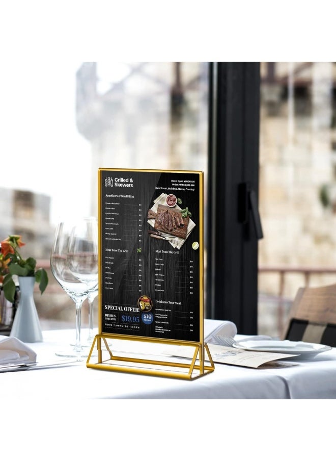 SHABILI 6PCS 5*7in Acrylic Sign Holder,L Shaped Desktop Display Holder, 17.78*12.7cm Poster Menu Holder, Table Number Display Stand，Double Sided Clear Sign Holder for Wedding, Restaurant Signs, Office  - Image 3
