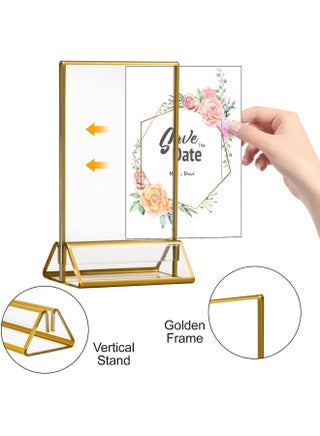 6PCS 5*7in Acrylic Sign Holder,L Shaped Desktop Display Holder, 17.78*12.7cm Poster Menu Holder, Table Number Display Stand，Double Sided Clear Sign Holder for Wedding, Restaurant Signs, Office - view 2
