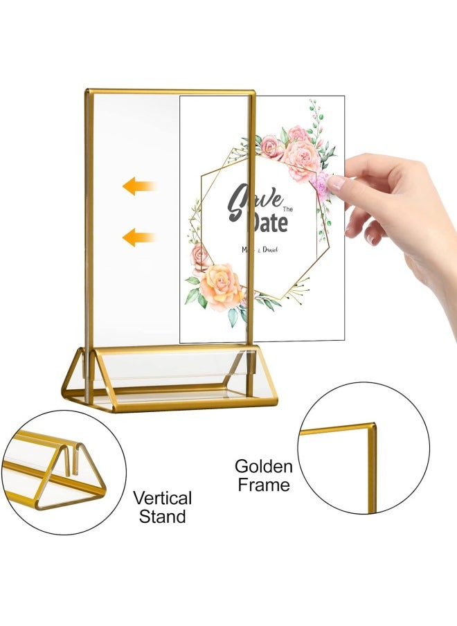 SHABILI 6PCS 5*7in Acrylic Sign Holder,L Shaped Desktop Display Holder, 17.78*12.7cm Poster Menu Holder, Table Number Display Stand，Double Sided Clear Sign Holder for Wedding, Restaurant Signs, Office  - Image 2