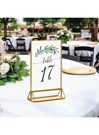 6PCS 5*7in Acrylic Sign Holder,L Shaped Desktop Display Holder, 17.78*12.7cm Poster Menu Holder, Table Number Display Stand，Double Sided Clear Sign Holder for Wedding, Restaurant Signs, Office - view 4