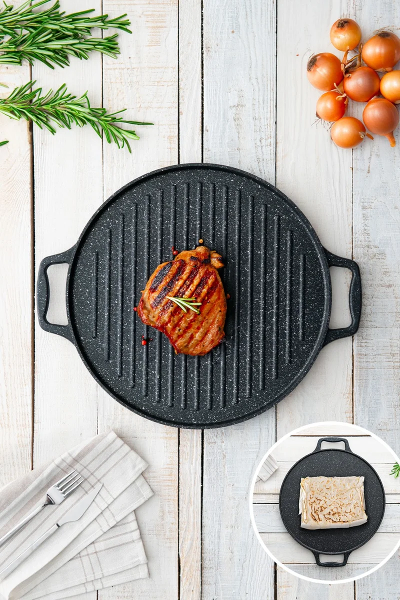 Acar Diamante Cast Iron Double Sided Grill - Pancake Pan - 34 cm