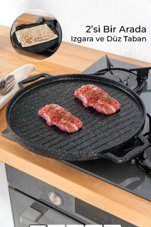 Acar Diamante Cast Iron Double Sided Grill - Pancake Pan - 34 cm