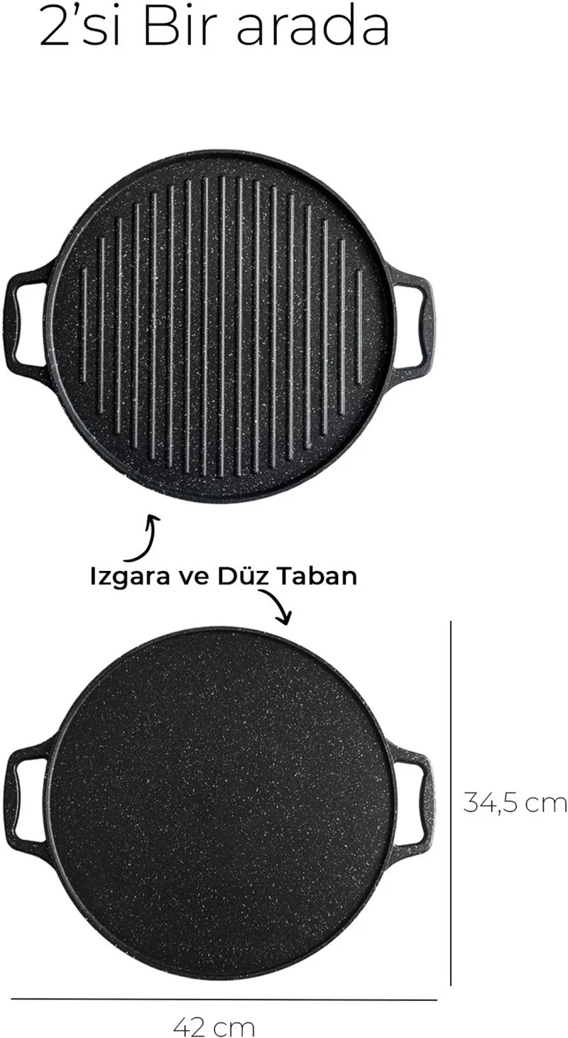 Acar Diamante Cast Iron Double Sided Grill - Pancake Pan - 34 cm