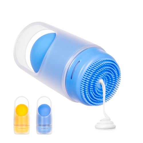Ubbi Sunsqueeze Sunscreen Applicator, Refillable Roll On, Soft Silicone Bristles for Babies and Toddlers, Easy to Clean, Dishwasher Safe, Holds 3.38 Fluid Oz, Blue & Yellow 2 Pack - Image 1