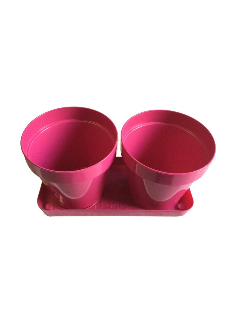 أيدل طقم من 2 وعاء زهور بلاستيكي دائري مع صينية - 14x12 سم أصيص نباتات متين للاستخدام الداخلي والخارجي - أصيص حديقة زخرفي خفيف الوزن بألوان متعددة - دائري للمعيشة - صنع في إيطاليا - Image 5