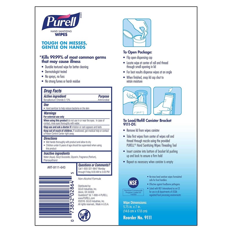 PURELLÂ®, GOJ911112EA, Textured Sanitizing Wipes, 100 / Each, White - Image 3