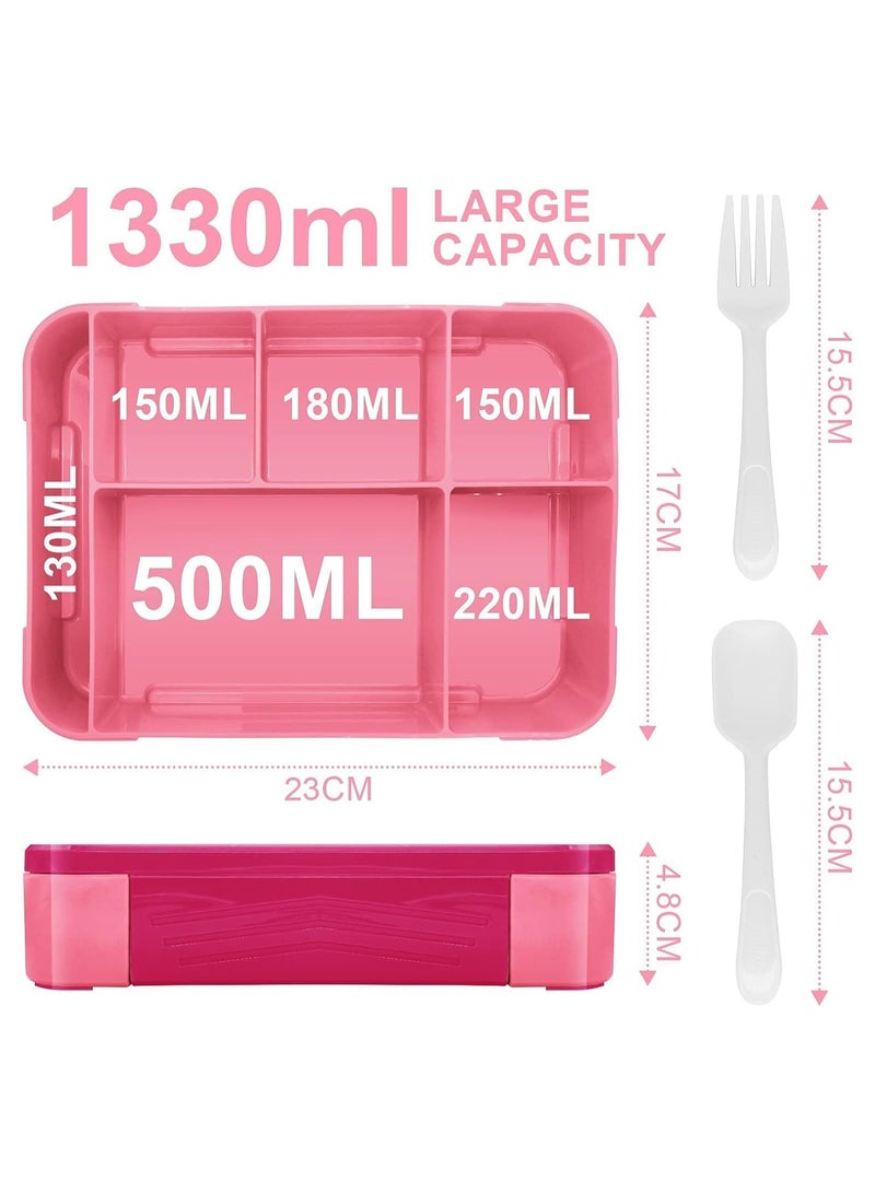 Gonice Lunch Box for Kid School,Children's Lunch Box with Compartments, Bento Box Children, Leak-proof Lunch Box for Girls and Boys, Snack Box, Perfect for School, Nursery & Trips (Pink Rose) - Image 3