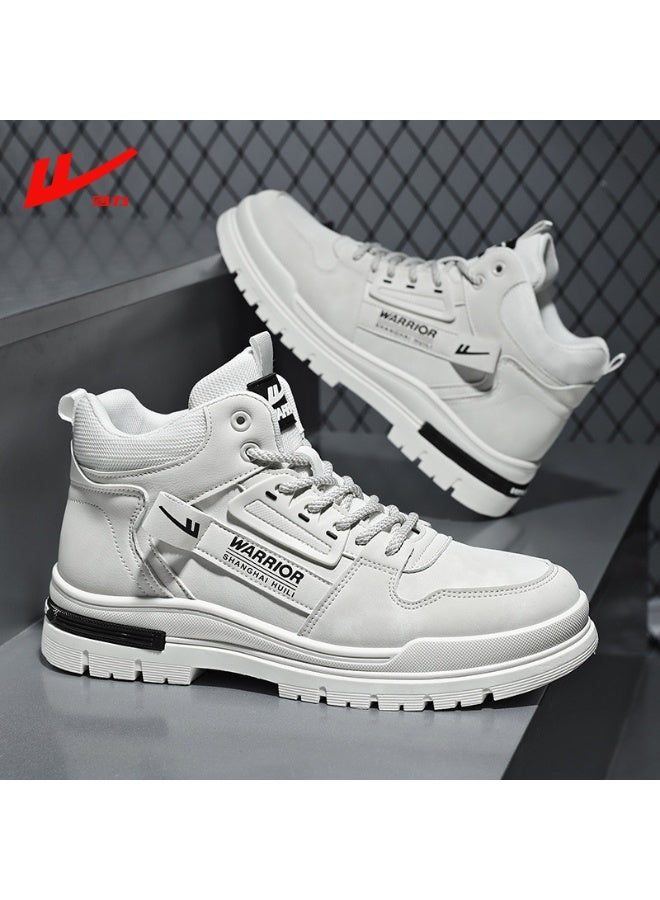 Warrior Men's High-Top Casual Sneakers - White Fashion Non-Slip Platform Shoes for Daily Wear 46SIZE