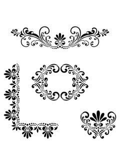Designer Stencils Fleur De Lis Stencil Details Patterns Set (10 Mil Plastic) ; Decor Stencils For Painting On Wood Wall Tile Canvas Paper Fabric Furniture And Floor ; Reusable Stencil ; Fs013 By Designer Stencils  - Image 1