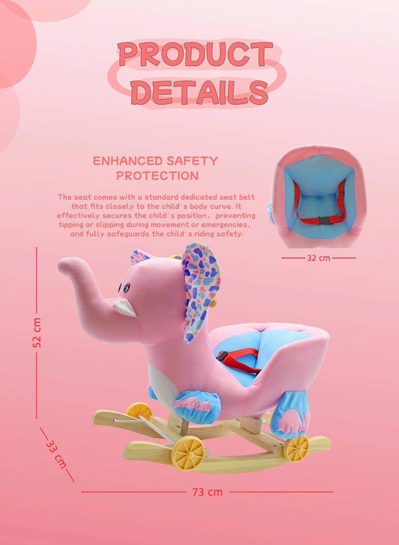 Plush Horse 2-in-1 Rocking Horse & Ride-On Toy Rocker with Wheels for Toddlers and Kids - Image 2