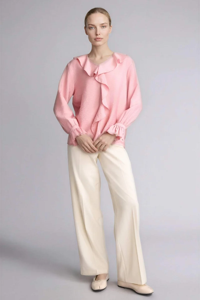 DeFacto Regular Fit V-Neck Long Sleeve Blouse