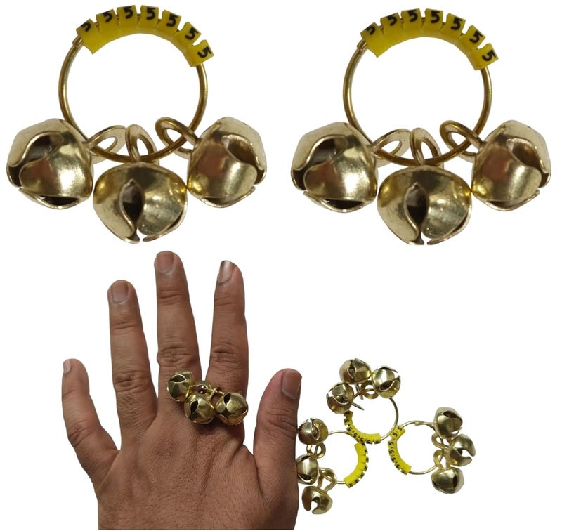 kunya خاتم الأصابع للتصفيق غونغرو ذهبي فضي كادي أنغوثي نحاسي جرس صغير لطبول الأصابع لبهجان اللورد الإله غانيش غناباتي بوجا آرتي (4) - Image 4