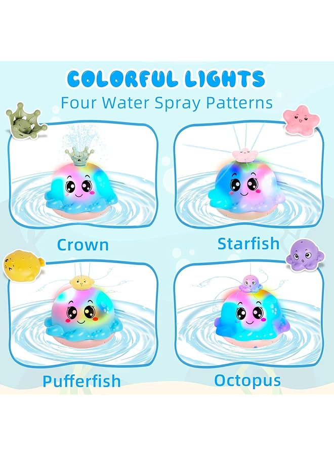 erorex Baby Bath Toys Octopus Sensory Bath Toys Light Up Bath Toys For Babies Auto Sensing Water Spray - Image 3