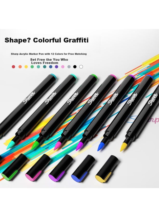 Sharpie Fine Point Acrylic Marker Watercolor Pen Waterproof Fade-resistant Lightfast Graffiti Hand-painted Diy Creation Can Be Layered - 5pcs Art Sketching - Image 3