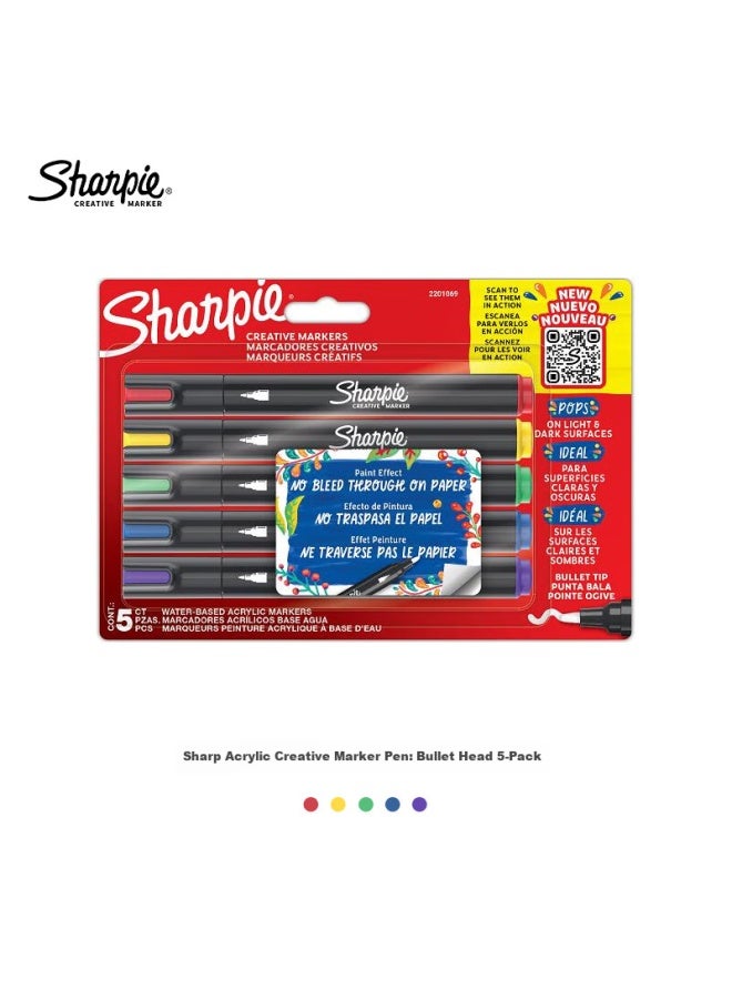 Sharpie Fine Point Acrylic Marker Watercolor Pen Waterproof Fade-resistant Lightfast Graffiti Hand-painted Diy Creation Can Be Layered - 5pcs Art Sketching - Image 4