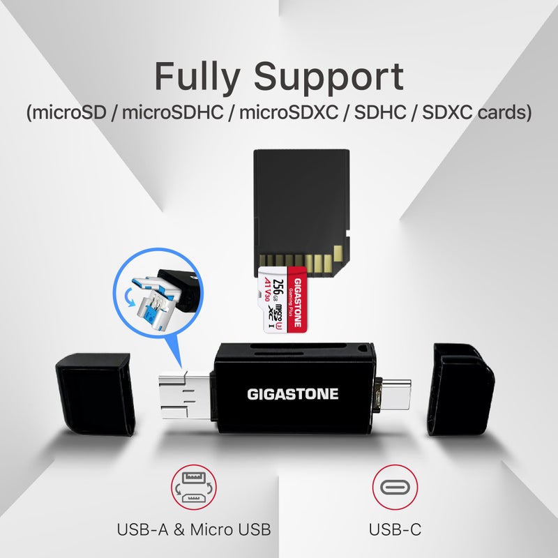 Gigastone ã€5-Years Data Recoveryã€‘ GIGASTONE 128GB SD Card with USB Type C Card Reader, 4K Camera Pro, A1 V30 U3 SDXC Memory Card Compatible with Canon Digital Camera, with 1 mini case - Image 2