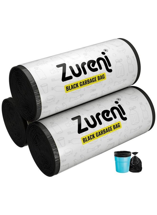 Zureni Zureni Garbage Dustbin Bags (Large, 60 x 81 cm or 24" x 32") Drawstring Anti-drip Trash Waste Basket Bag for Kitchen Office Warehouse Pantry (Black, 3 x 15 Pcs/Roll)  - Image 1