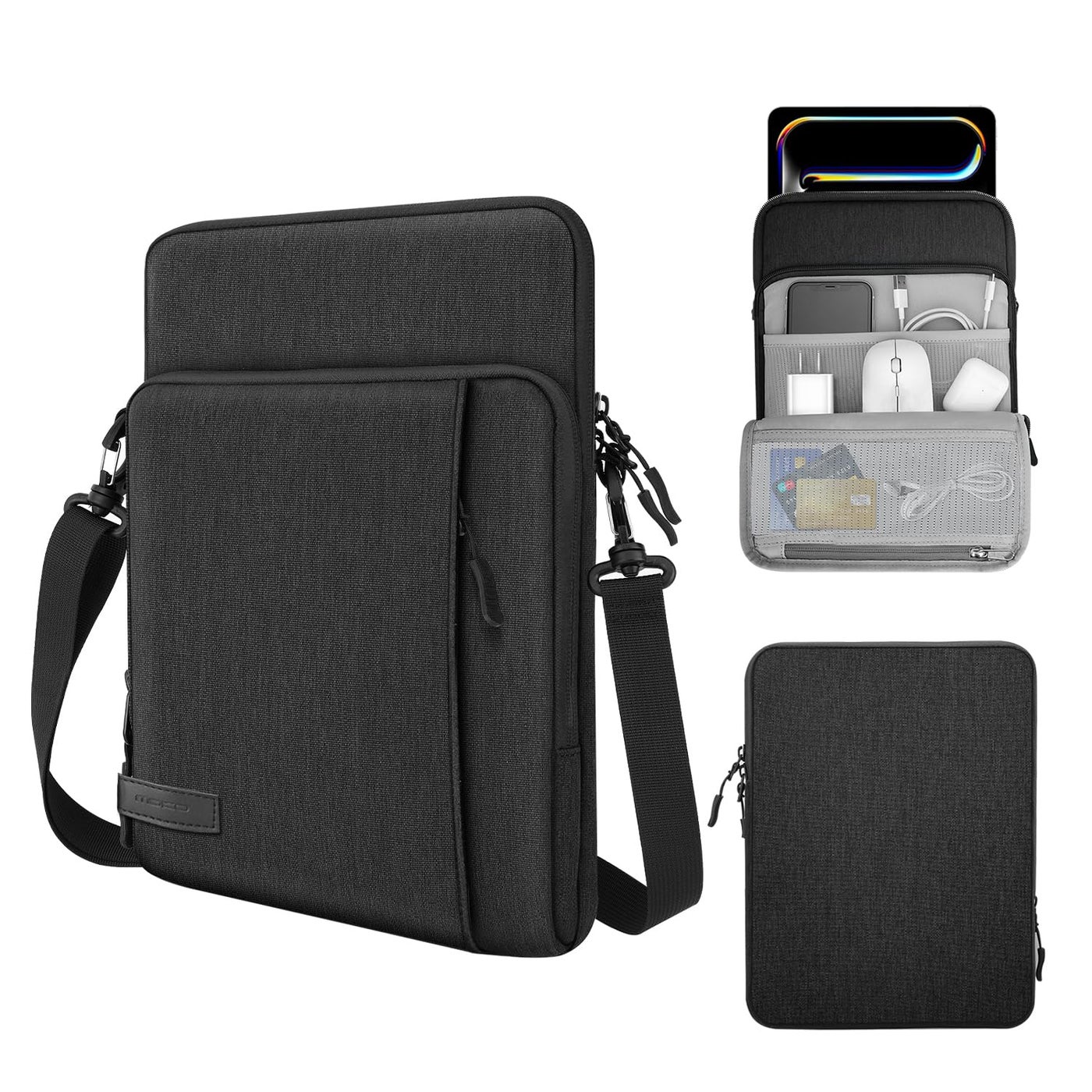 MoKo 10-13 Inch Tablet Sleeve Bag Carrying Case with Pockets Fits New 13-inch iPad Air M4 2026 & Pro M5,Pro 12.9/11,iPad 10th/Air 5/4th 10.9,i-Pad 7/8/9th 10.2, Galaxy Tab S8+/S9+ 12.4, Black & Gray