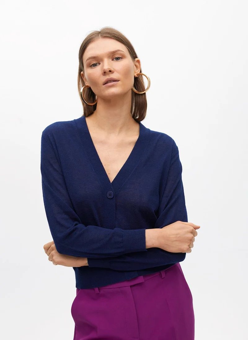 Lola Casademunt Short Fine Knit Cardigan with Printed Back