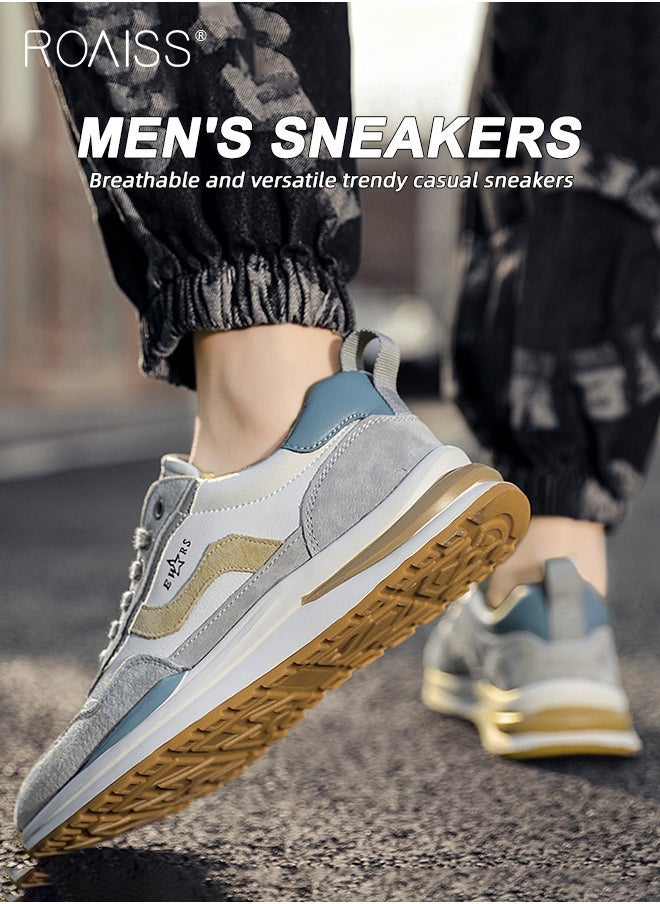 roaiss Men Stylish Low Top Sneakers, Lightweight Breathable Shoes for Men, Lace up Non Slip Sports Shoes, Shock Absorbing Athletic Shoes with Soft Lining, Suitable for Daily Wear and Outdoor Activities - Image 2