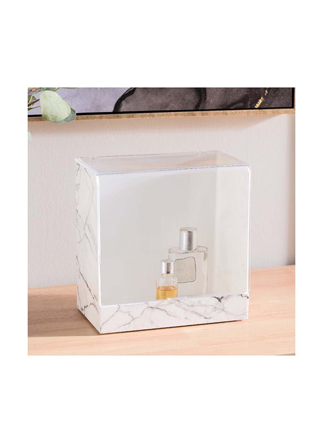 Home Box Marble Medium Cosmetic Storage Organizer with Cover 23.9 x 23.5 x 14.4 cm  - Image 1