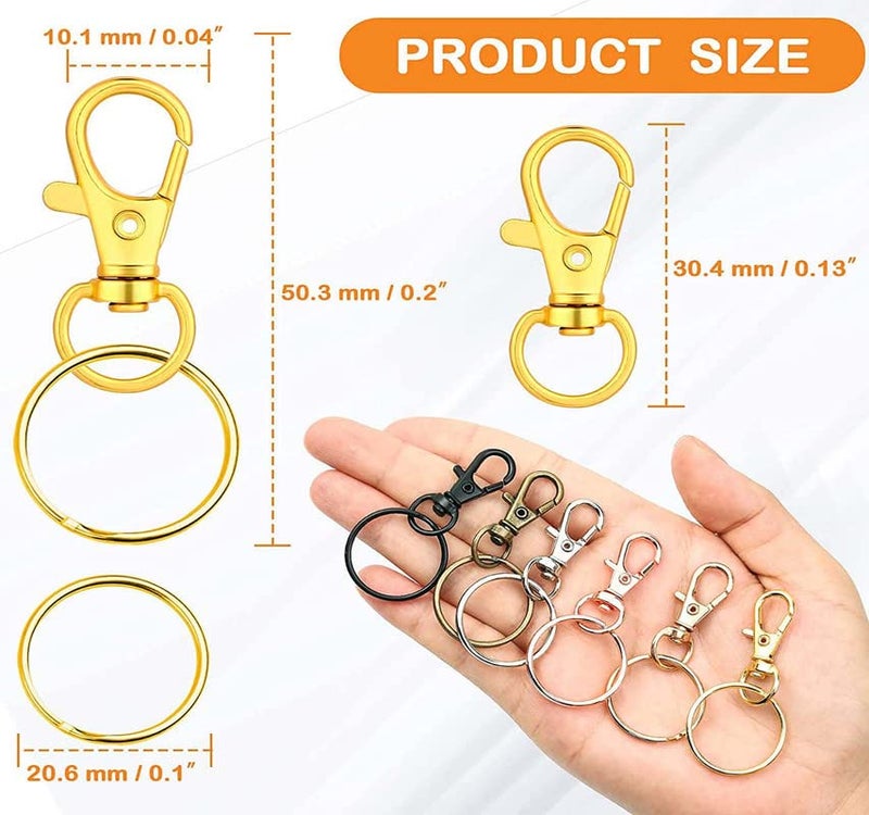 DIY Crafts DIY Crafts 7X Keyrings, Silver, Iron Lobster Claw Clasps Swivel LanyardsTrigger Snap Hooks Strap, D Rings Slide Buckle for Keychain, Bags and Jewelry (7X Keyrings, Silver) - Image 4