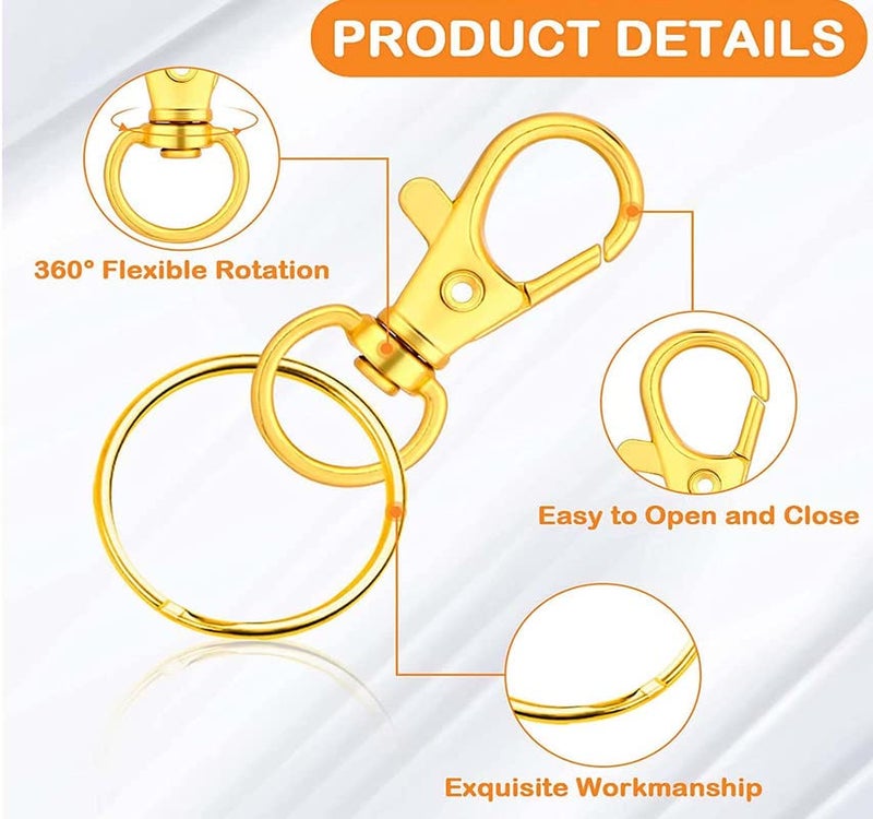DIY Crafts DIY Crafts 7X Keyrings, Silver, Iron Lobster Claw Clasps Swivel LanyardsTrigger Snap Hooks Strap, D Rings Slide Buckle for Keychain, Bags and Jewelry (7X Keyrings, Silver) - Image 5