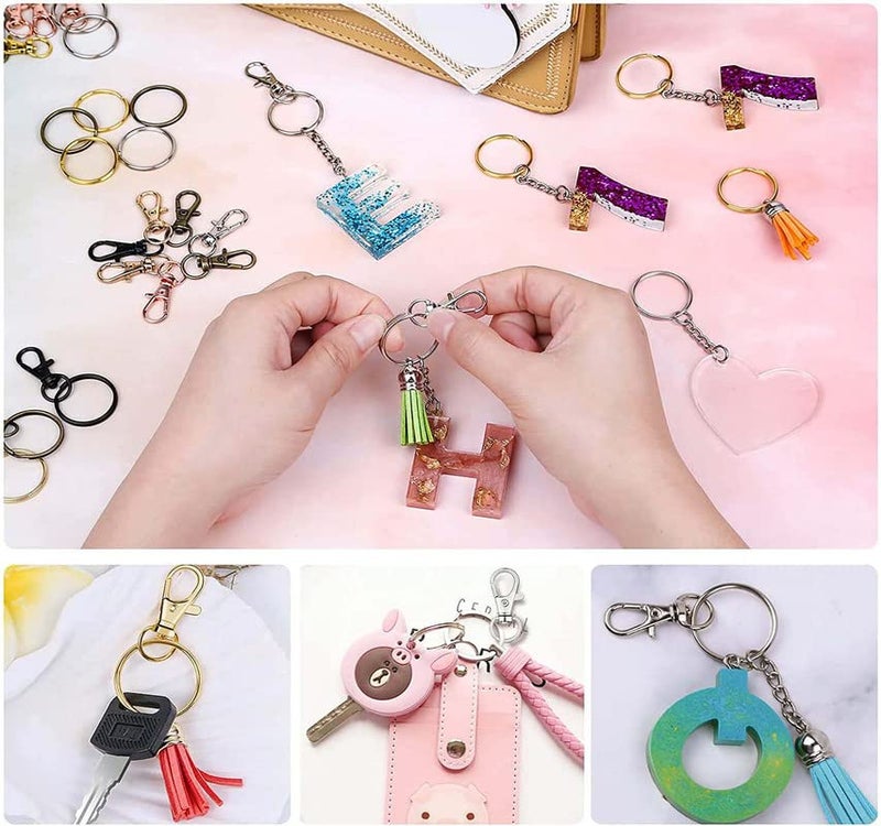 DIY Crafts DIY Crafts 7X Keyrings, Silver, Iron Lobster Claw Clasps Swivel LanyardsTrigger Snap Hooks Strap, D Rings Slide Buckle for Keychain, Bags and Jewelry (7X Keyrings, Silver) - Image 2
