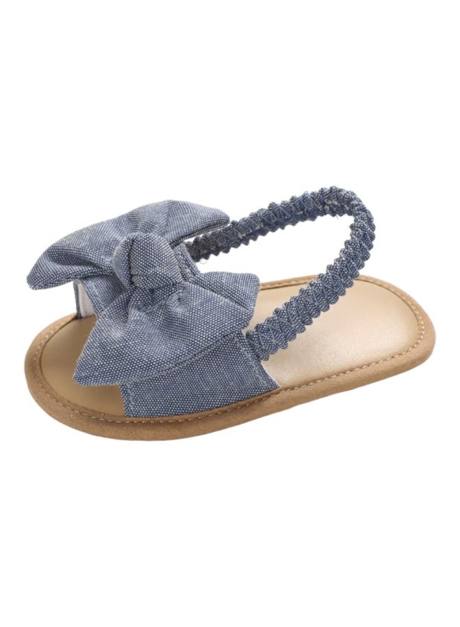 MiniMe Girls’ Bow Leather Sandals | 2 Years | Blue | Genuine Leather & Elastic Back Strap | Cushioned Insole & Non-Slip Sole & Lightweight & Breathable | Easy Slip-On & Easy To Clean | Comfortable Fit - Image 5