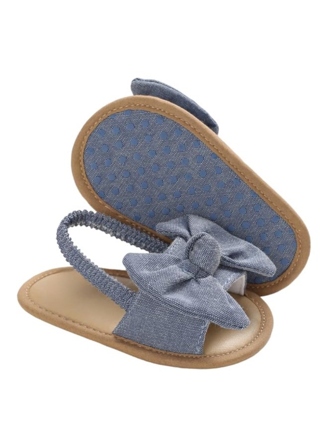 MiniMe Girls’ Bow Leather Sandals | 2 Years | Blue | Genuine Leather & Elastic Back Strap | Cushioned Insole & Non-Slip Sole & Lightweight & Breathable | Easy Slip-On & Easy To Clean | Comfortable Fit - Image 4