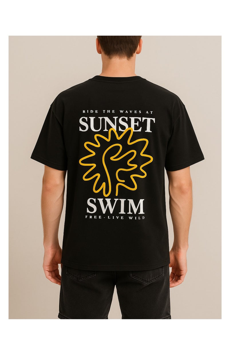 Tree Men's T-Shirt Printed Over Size - Black - Image 1