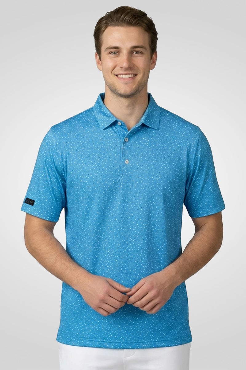 Greg Norman Men Sportswear Fit Short Sleeve Golf Polo Shirt, Blue - Image 1