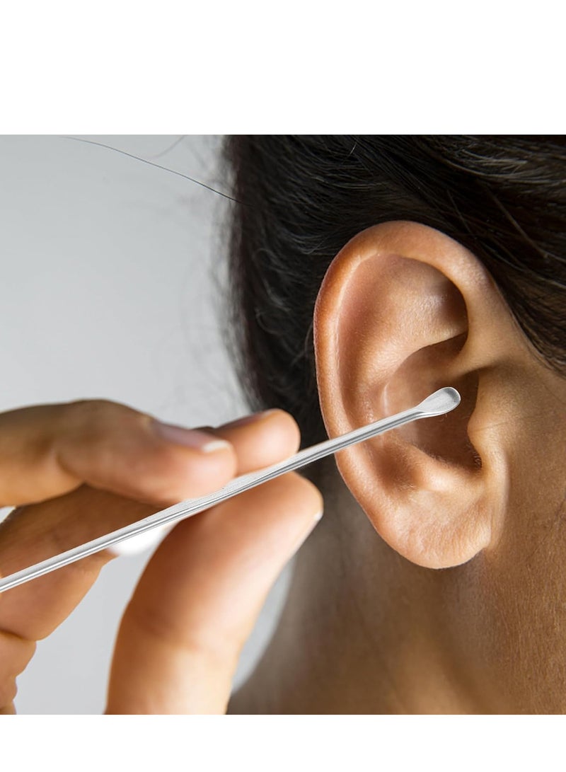 2 قطع من أدوات تنظيف الأذن المصنوعة من الفولاذ المقاوم للصدأ، وملعقة معدنية لإزالة شمع الأذن، وأداة تنظيف الأذن، ومجموعة إزالة شمع الأذن - Image 2