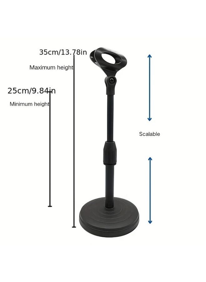 Adjustable Desktop Microphone Stand Black ABS Material Sturdy Base Rotatable Arm For Live Streaming Podcasts - Image 4