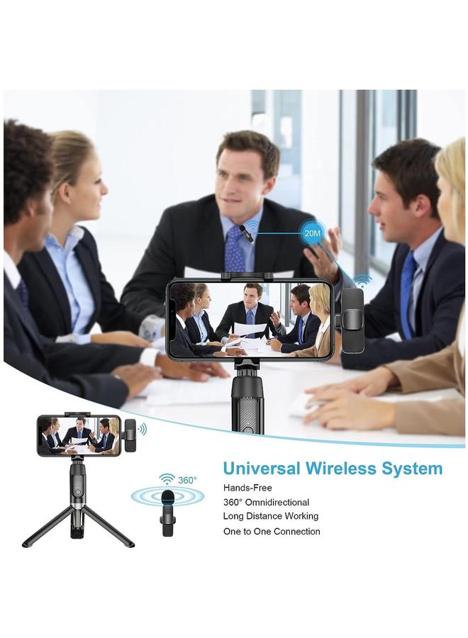 Professional Wireless Lavalier Lapel Microphone for iPhone, iPad - Cordless Omnidirectional Condenser Recording Mic Interview Video Podcast Vlog YouTube, Bluetooth, Black - Image 3