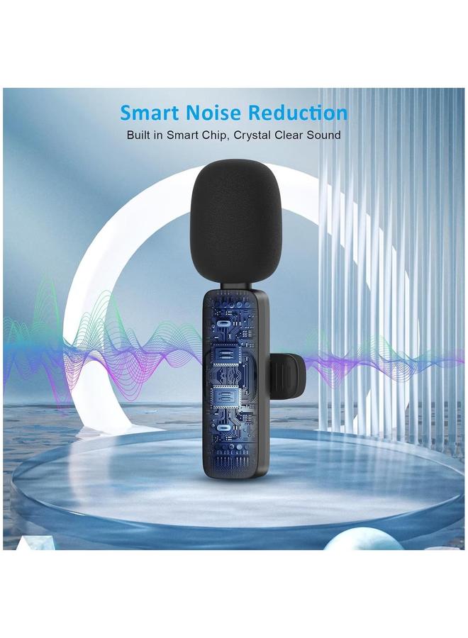 Professional Wireless Lavalier Lapel Microphone for iPhone, iPad - Cordless Omnidirectional Condenser Recording Mic Interview Video Podcast Vlog YouTube, Bluetooth, Black - Image 4