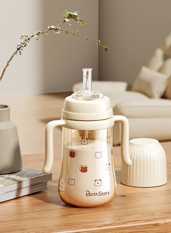 Baby Straw Cup Straw Training Cup Cute Cartoon Baby Learning Straw Cup Transparent Toddler Drinking Cup Children's Summer Water Bottle With Handle (300ML) - Image 1