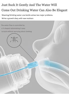 Generic Baby Straw Cup Straw Training Cup Cute Cartoon Baby Learning Straw Cup Transparent Toddler Drinking Cup Children's Summer Water Bottle With Handle (300ML)  - Image 4