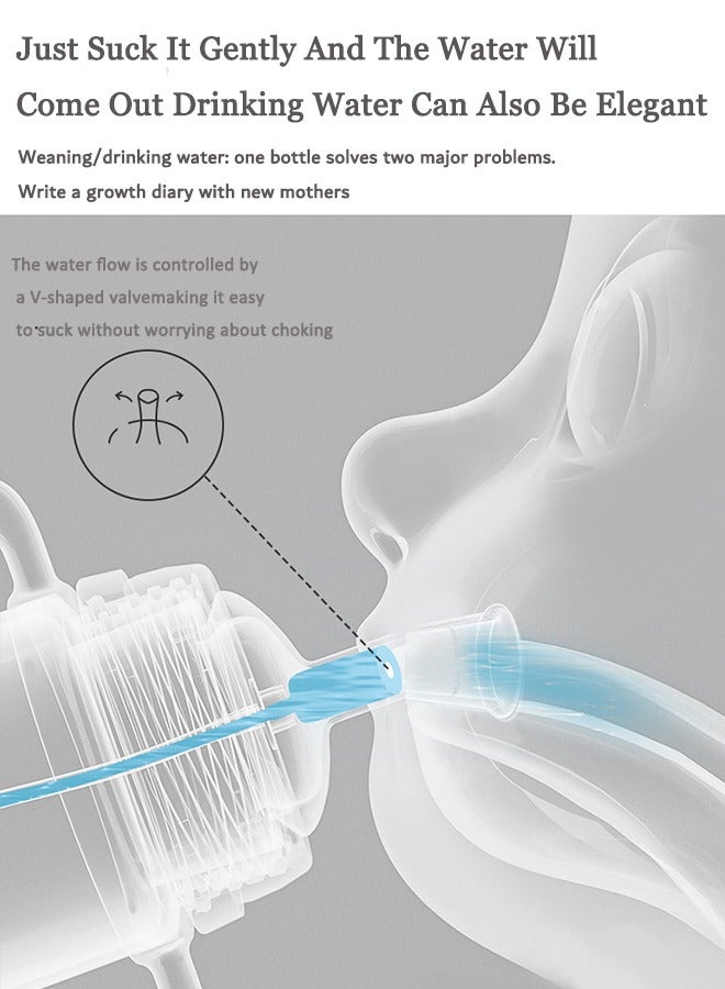 Baby Straw Cup Straw Training Cup Cute Cartoon Baby Learning Straw Cup Transparent Toddler Drinking Cup Children's Summer Water Bottle With Handle (300ML) - Image 4