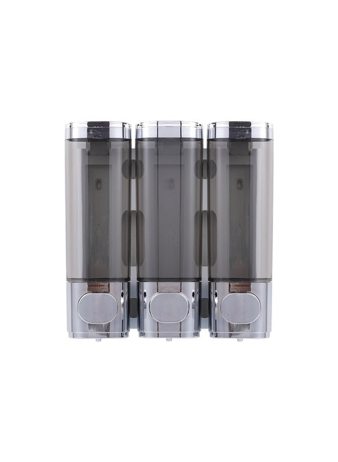 Wall-Mounted Three-Head Soap Dispenser - No Drilling Required with Manual Push Design