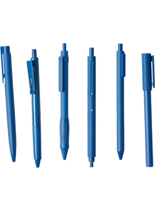 Kaco Good Retractable Pen 0.5Mm Gel Pen Stylish Signature Pen For Students' Exams And Practice, Quick-Drying Large Capacity Smooth Click Pen Exam Pen Starry Sky Series (6-Pack) - Image 1