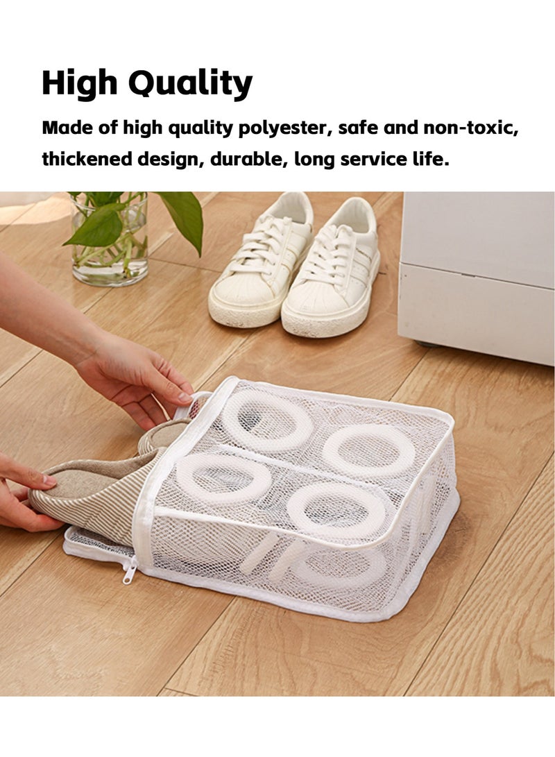 Teuuea 3 Pieces Laundry Bag for Shoes, Durable Reusable Zippered Shoes Washing Mesh Bags, Polyester Storage Hanging Bags, Washer and Dryer Safe, for Sneaker, Running Shoes, Footwear, Socks (White)  - Image 3