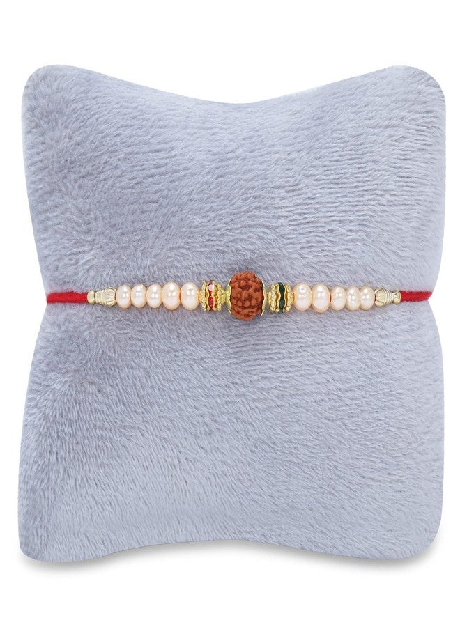 VTFlair Modish Pearl and Rudraksh Rakhi with Roli Chawal Rakshabandhan Rakhi for Brother Bhaiya Bhabi Pack of 2 - Image 2