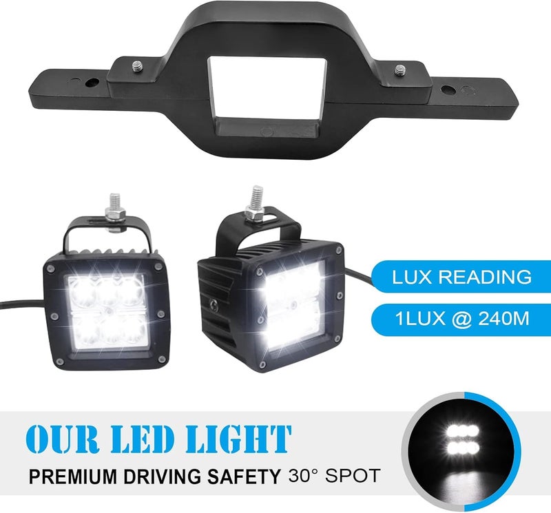 Wsays Tow Hitch Light Kit, 2PCS 3" LED Pods with 2.5" Tow Hitch Mounting Brackets and Wiring Harness Led Reverse Backup Lights Off-Road Driving Lighting Compatible with Truck Trailer RV SUV Pickup - Image 3