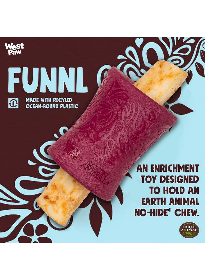 ويست باو لعبة مضغ الكلاب WEST PAW Funnl - ألعاب تفاعلية للكلاب - لعبة قابلة للملء بقطع مضغ Earth Animal No-Hide - كبيرة 4.25 بوصة باللون الأحمر الاستوائي | صنع في الولايات المتحدة الأمريكية - Image 2