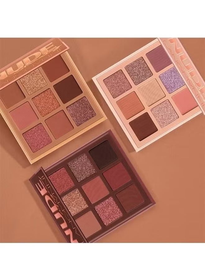 LANGMANNI 9 Color Pink Nude Light Warm Color Eyeshadow Palette Makeup, Glitter Matte Natural Neutral Colorful Eyeshadow Waterproof Long Lasting Natural Mixing Pigment Makeup - Image 2