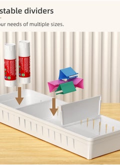 Excefore Desk Drawer Organizer Trays, 4 PCS Plastic Office Drawer Organizer Set, White Makeup Organizer Storage Dividers for Office Desk Supplies and Accessories  - Image 3