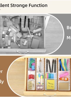 Excefore Desk Drawer Organizer Trays, 4 PCS Plastic Office Drawer Organizer Set, White Makeup Organizer Storage Dividers for Office Desk Supplies and Accessories  - Image 4